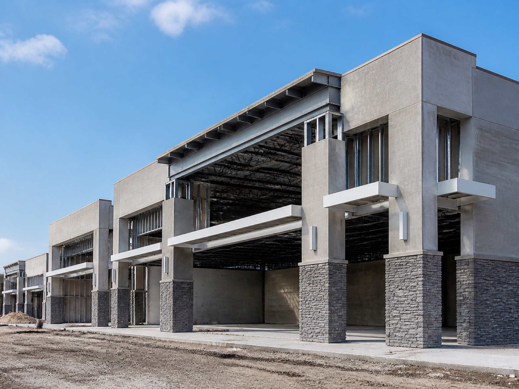 Construcción de edificio comercial moderno