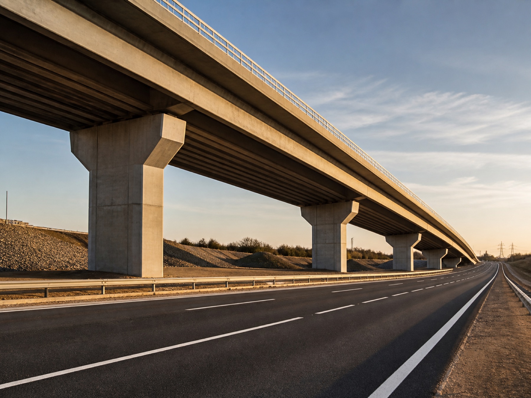 Puente carretero y vialidad de concreto