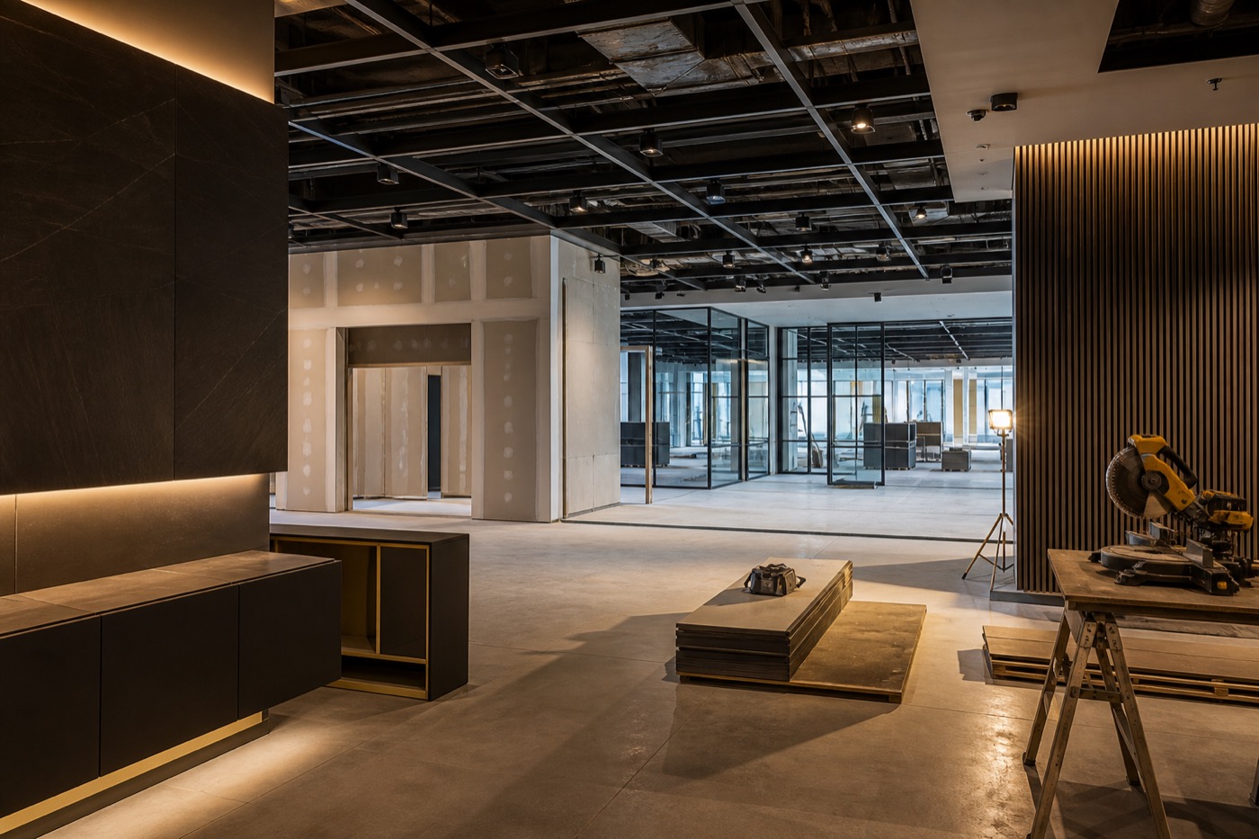 Remodelación y adecuación de interior comercial con acabados arquitectónicos